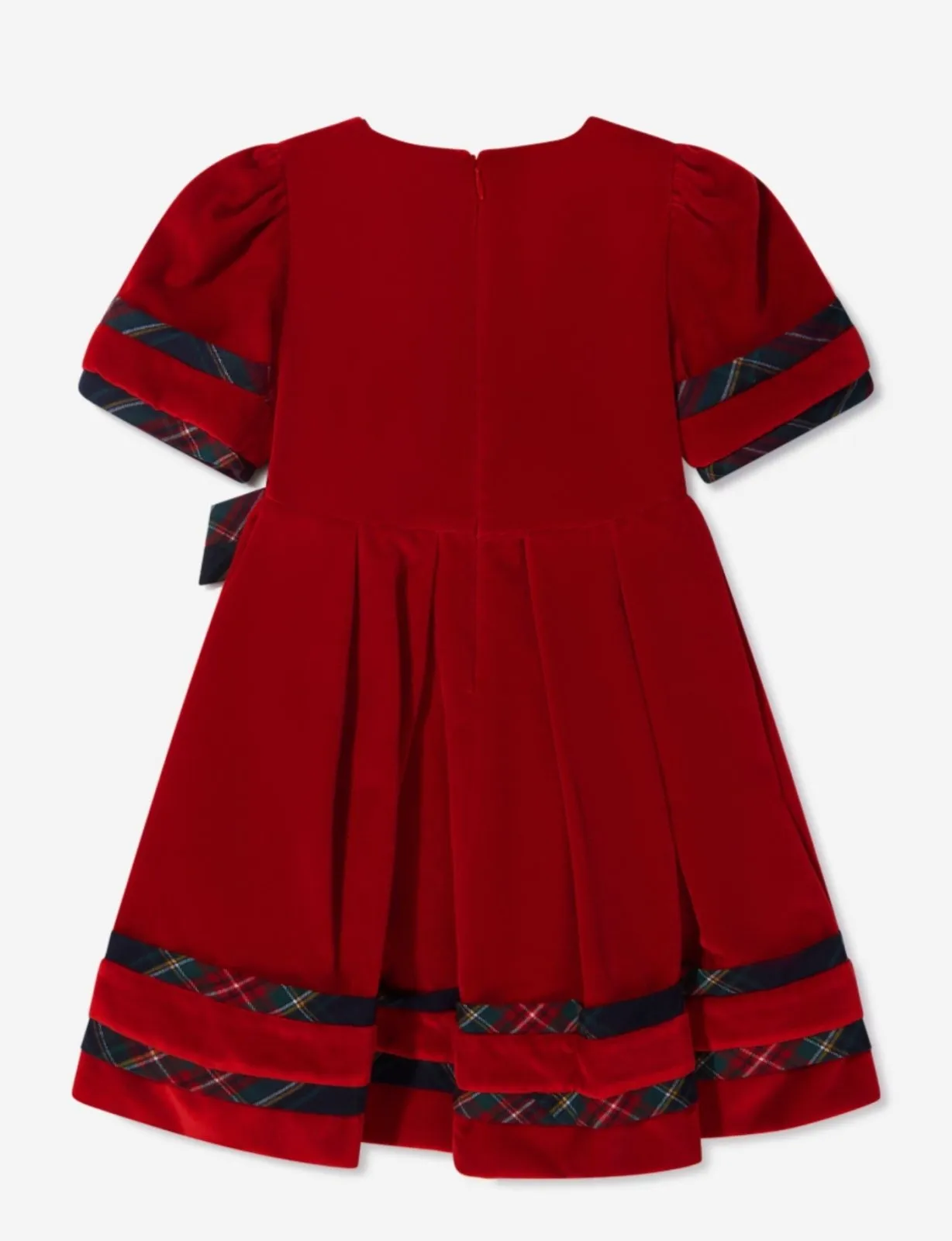 Patachou Girls Red Velvet Tartan Bow Dress