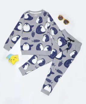 Penguin Pattern Kids Sweatshirt & Joggers Set