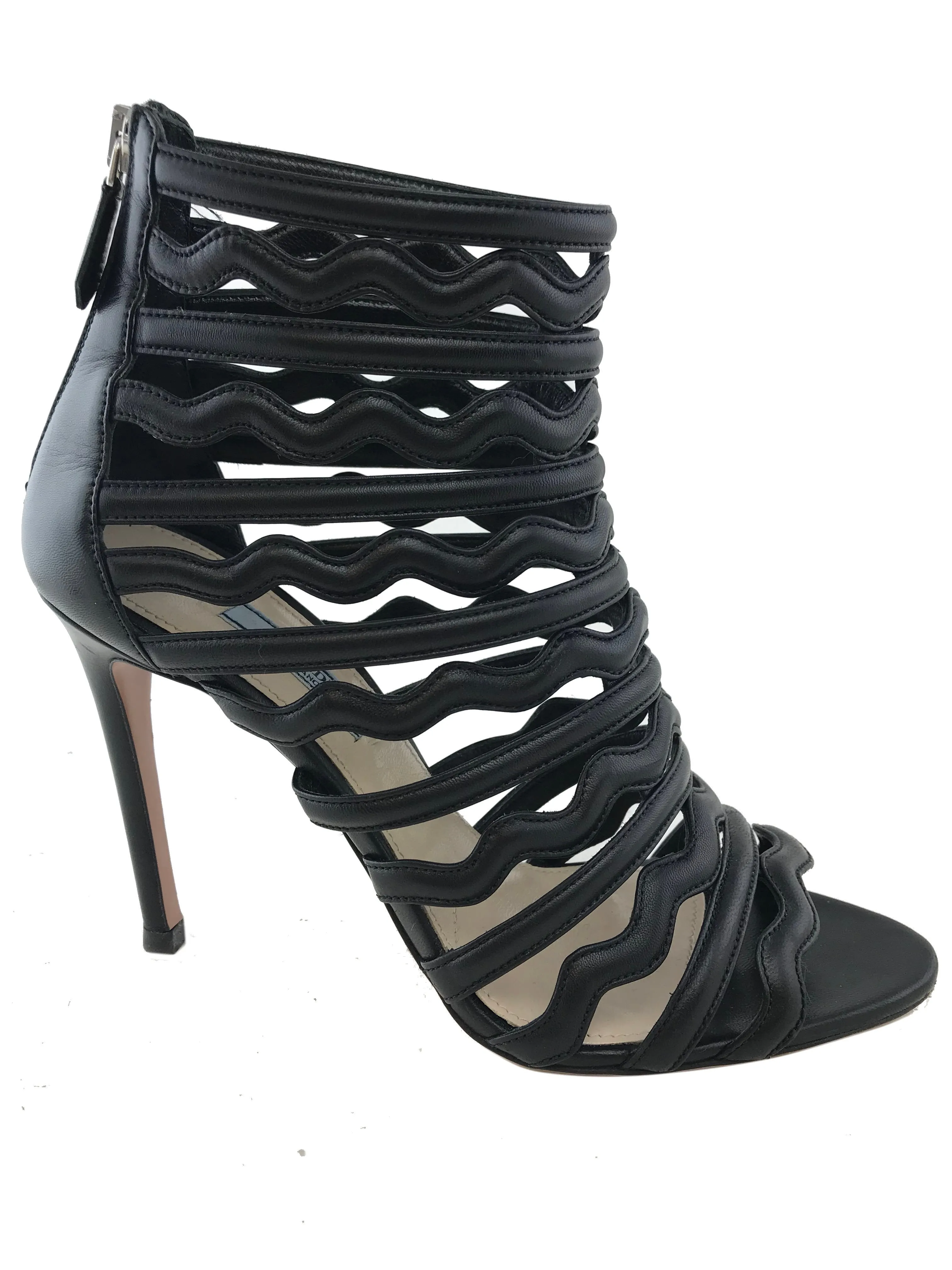 Prada Leather Strappy Caged Heeled Sandals Size 8