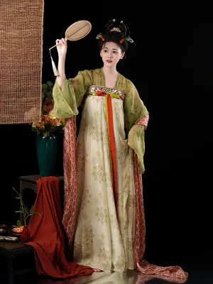 Qing Li 青璃 Bamboo Glaze Tang Dynasty Embroidered Hezi Restoration Qixiong Ruqun Set