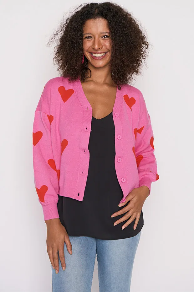 Queen of Hearts Pink & Red Cardi