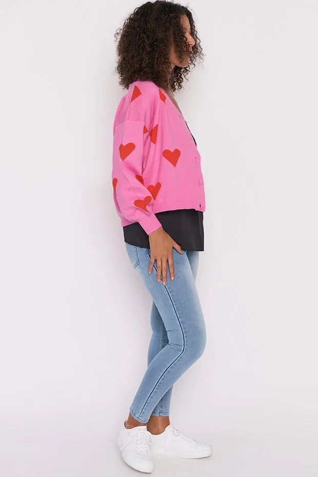 Queen of Hearts Pink & Red Cardi