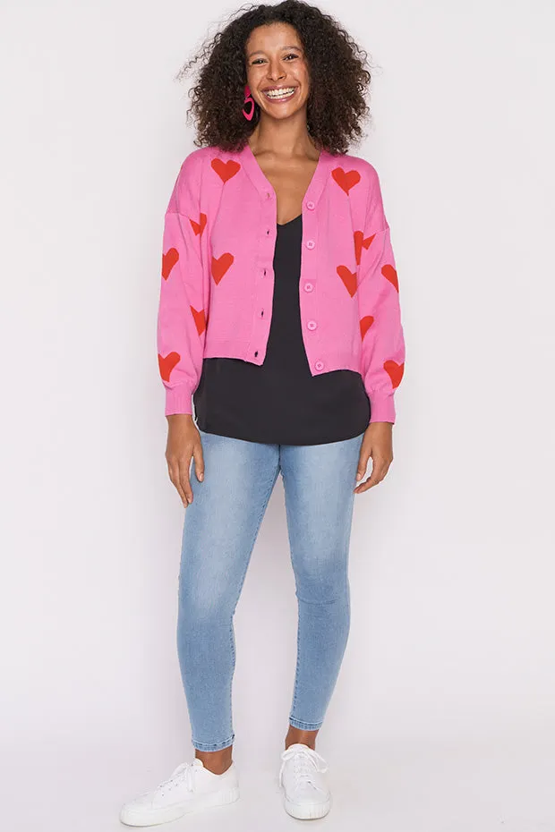 Queen of Hearts Pink & Red Cardi