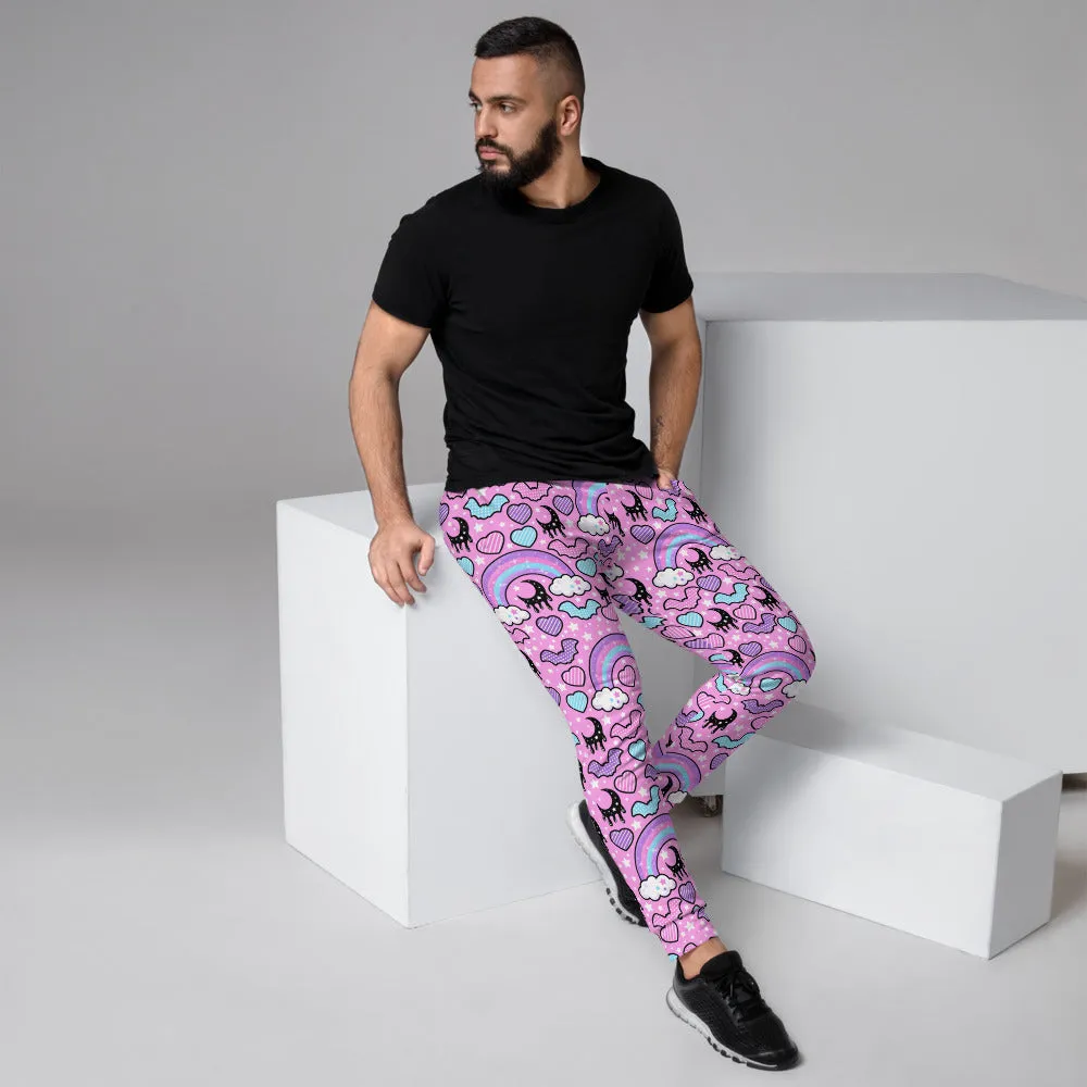 Rainbow Spooky Bats Pink Men's Joggers