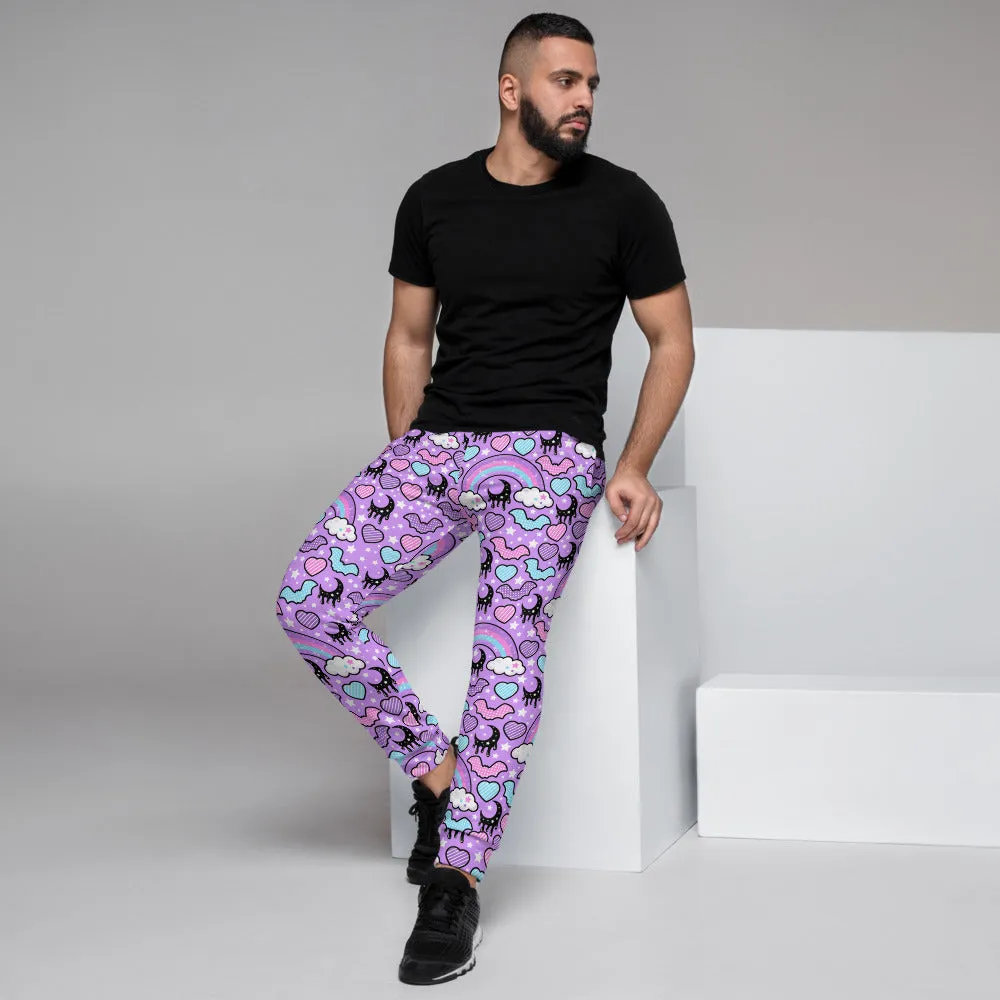 Rainbow Spooky Bats Purple Men's Joggers