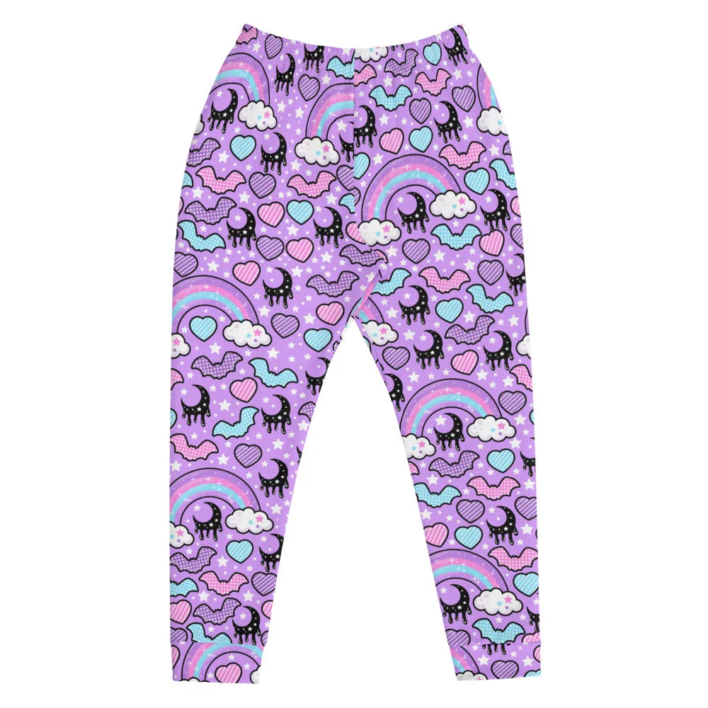 Rainbow Spooky Bats Purple Men's Joggers