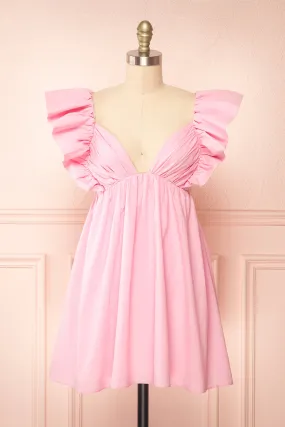 Rarau | Pink Babydoll Dress w/ Tie Back