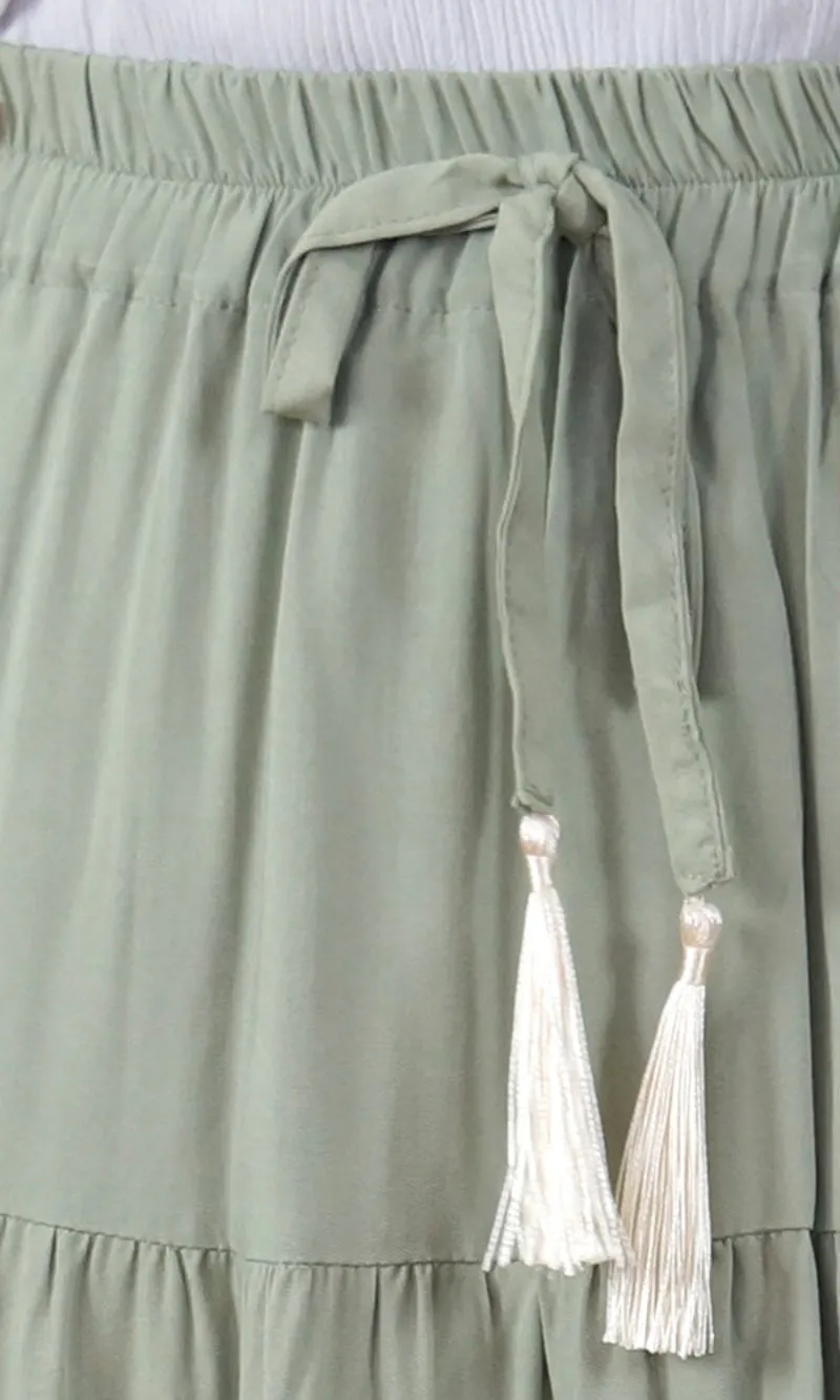 Rayon Skirt Tiered Plain, More Colours