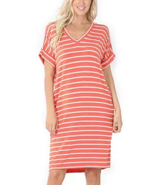 Running Errands Stripe Dress - Copper