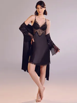 Sensual Lace-Up Satin Babydoll ROBE