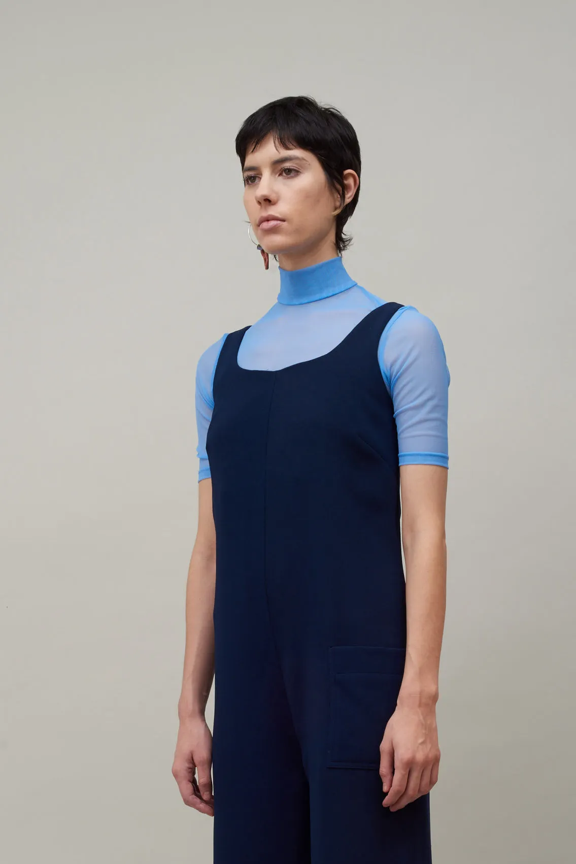 SHORT SLEEVE MESH TURTLENECK - PERIWINKLE