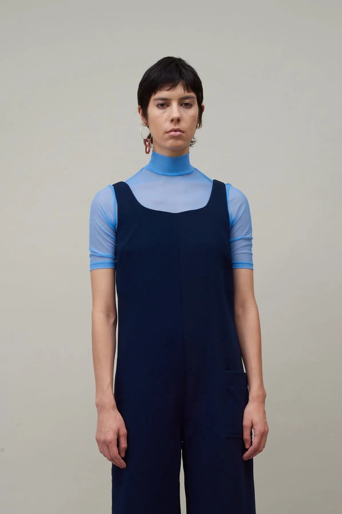 SHORT SLEEVE MESH TURTLENECK - PERIWINKLE