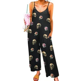 Skull and Roses Suspender Jumpsuit Suspender Jumpsuit