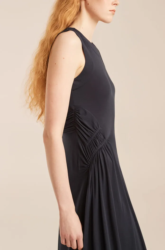 Sleeveless Ruched Dress - Navy