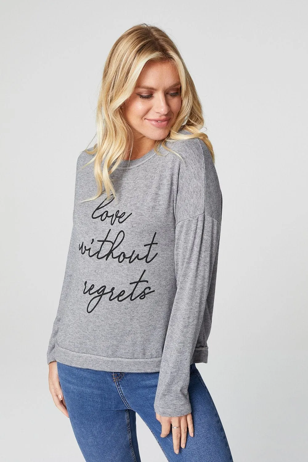 Slogan Print Long Sleeve Sweatshirt