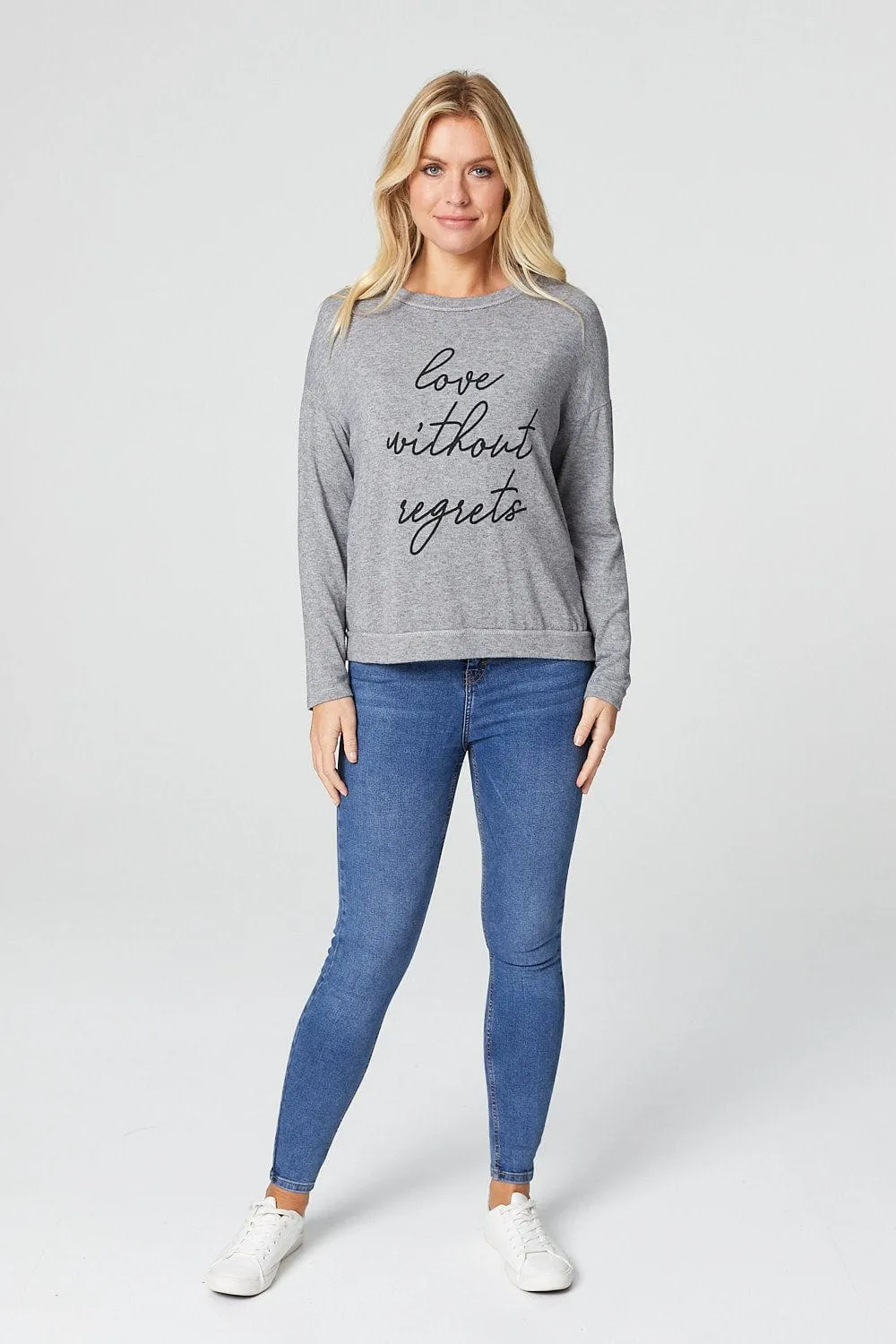 Slogan Print Long Sleeve Sweatshirt