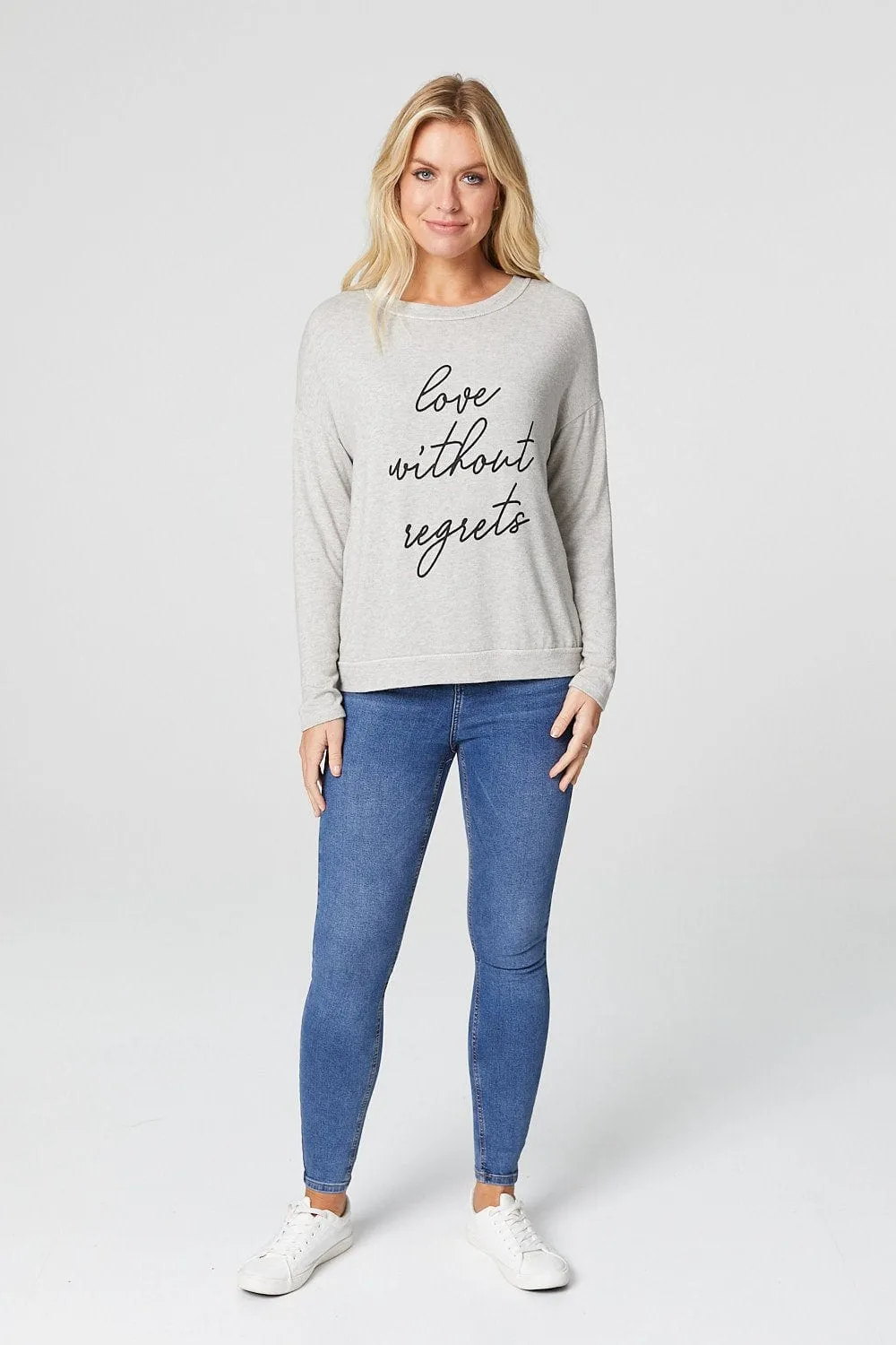 Slogan Print Long Sleeve Sweatshirt