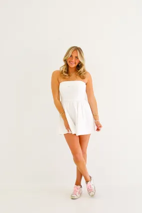 SMOCKED TUBE TOP ROMPER