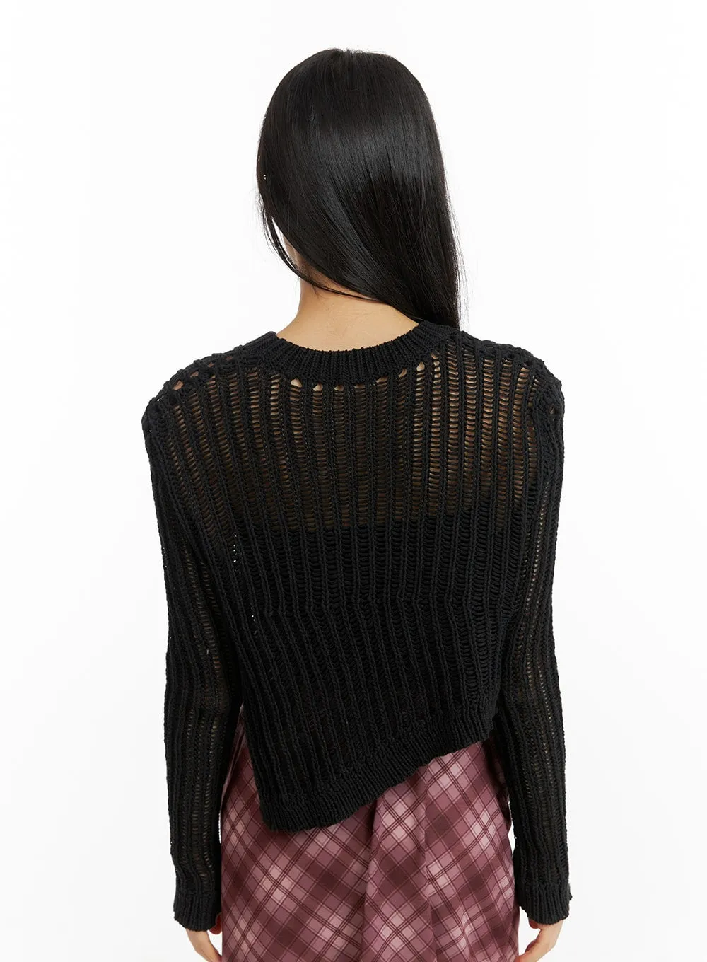 Solid Hollow Out Knit Sweater CM413