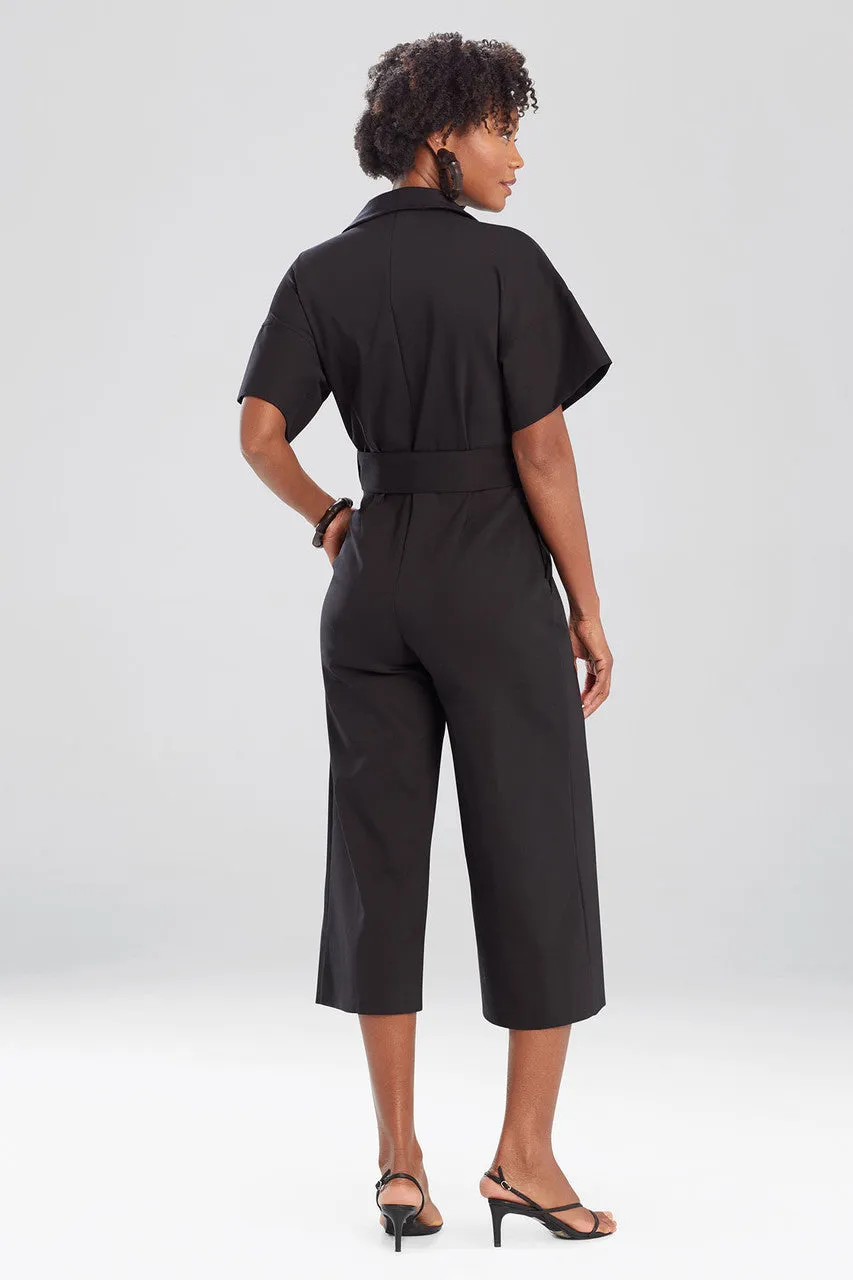 Stretch Cotton Blend Crop Jumpsuit