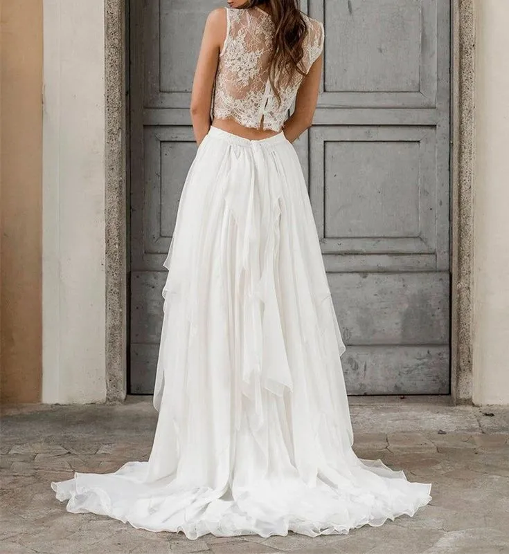 Summer Lace Top Bridal Separates Crop Top Wedding Dress