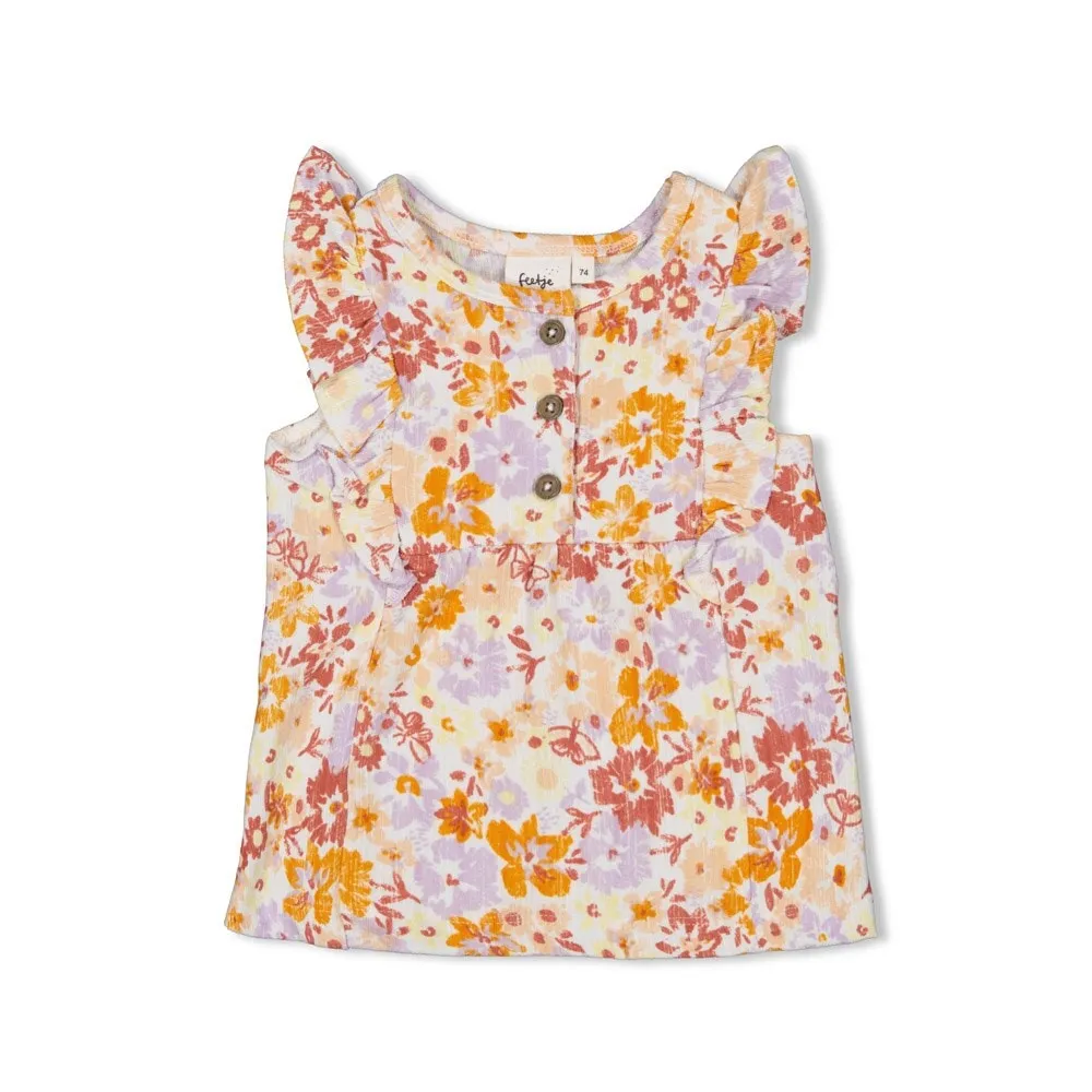 SUNNY SIDE UP Allover Print Crinkle Jersey Tunic Top