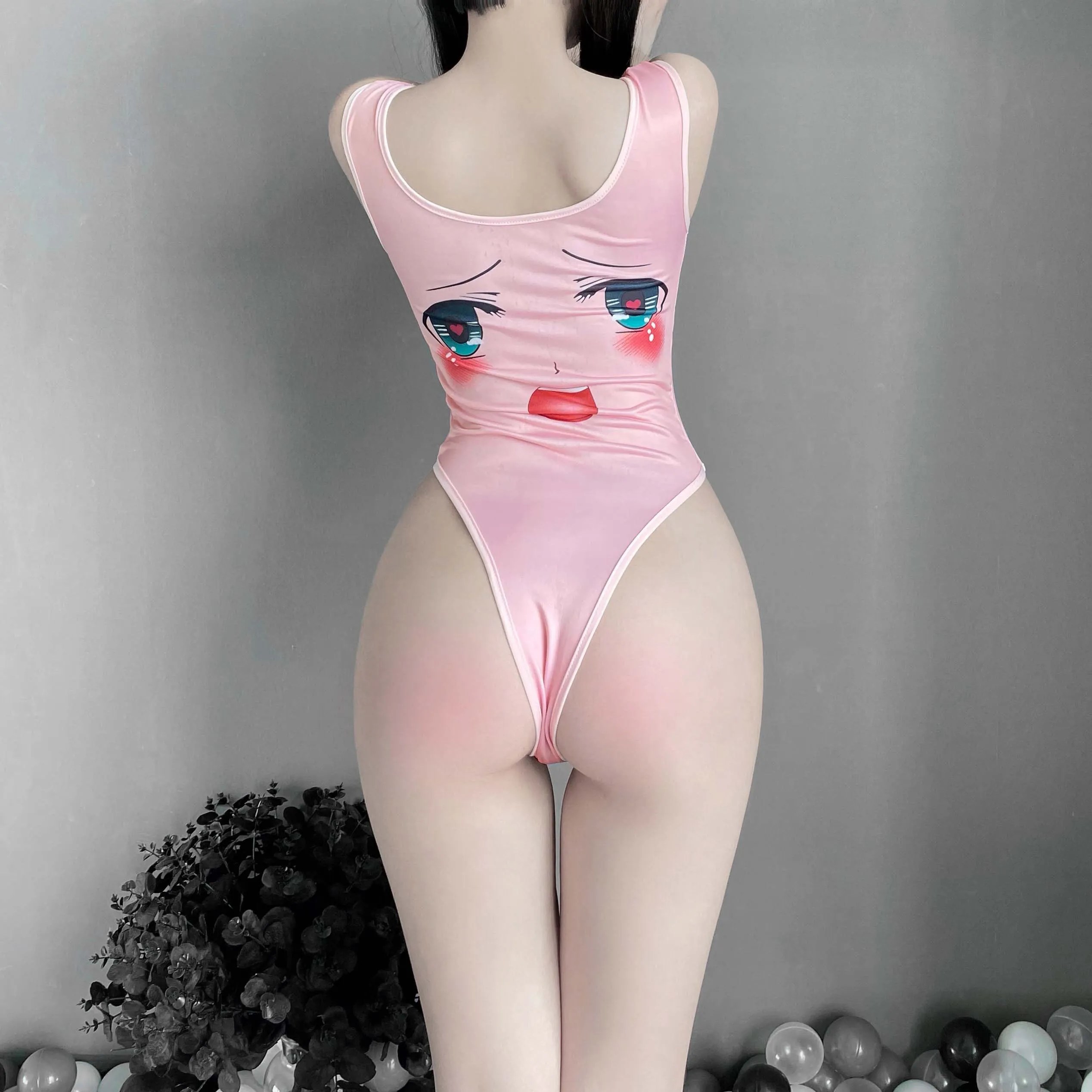 T-2477 Stretch open crotch one-piece swimsuit cosplay