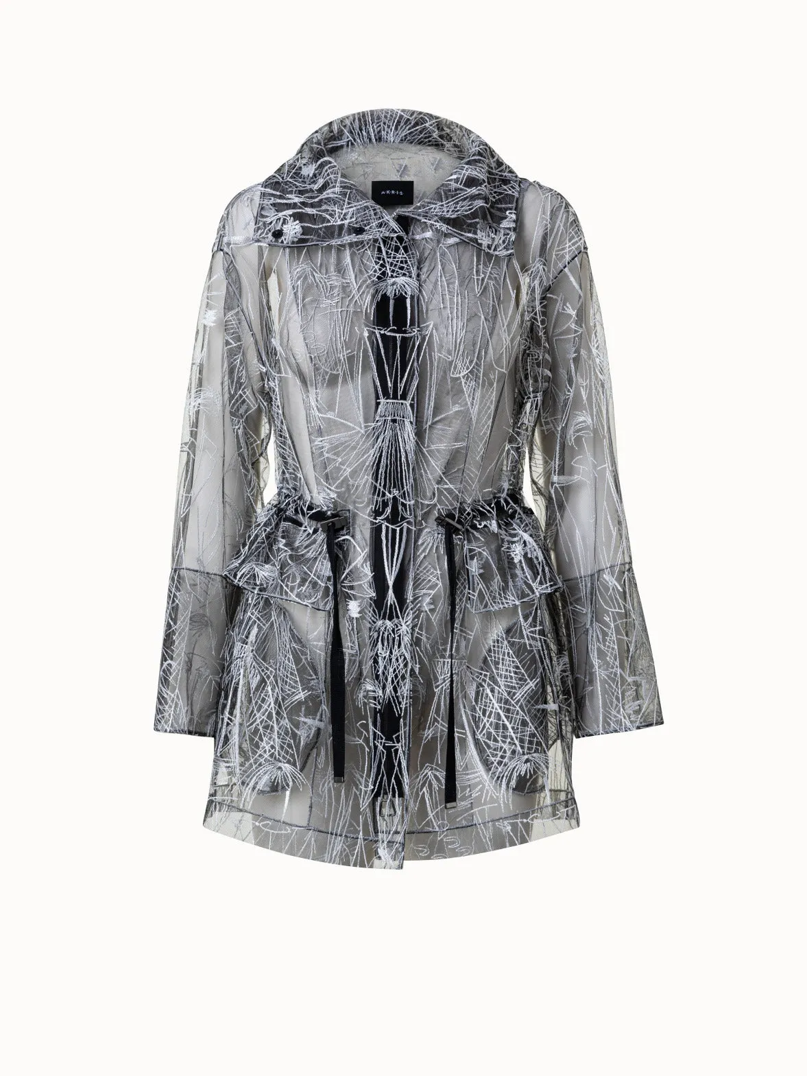 Techno Tulle Parka with Croquis Embroidery