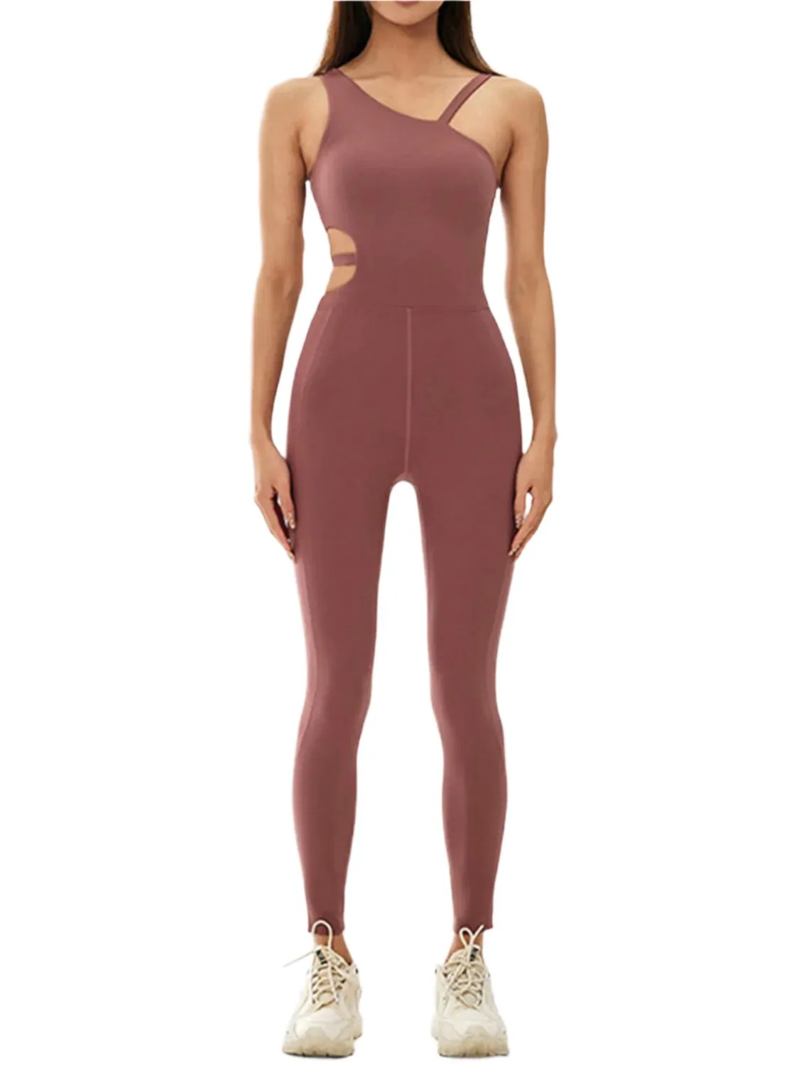 TEEK - Peeped Asymmetrical Neck Active Jumpsuit