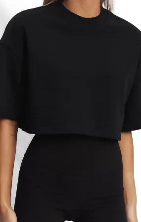 THE TERRY CROP TEE - BLACK