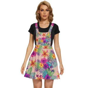 Tropical Peach Floral Women's Mommy & Me Apron Dress