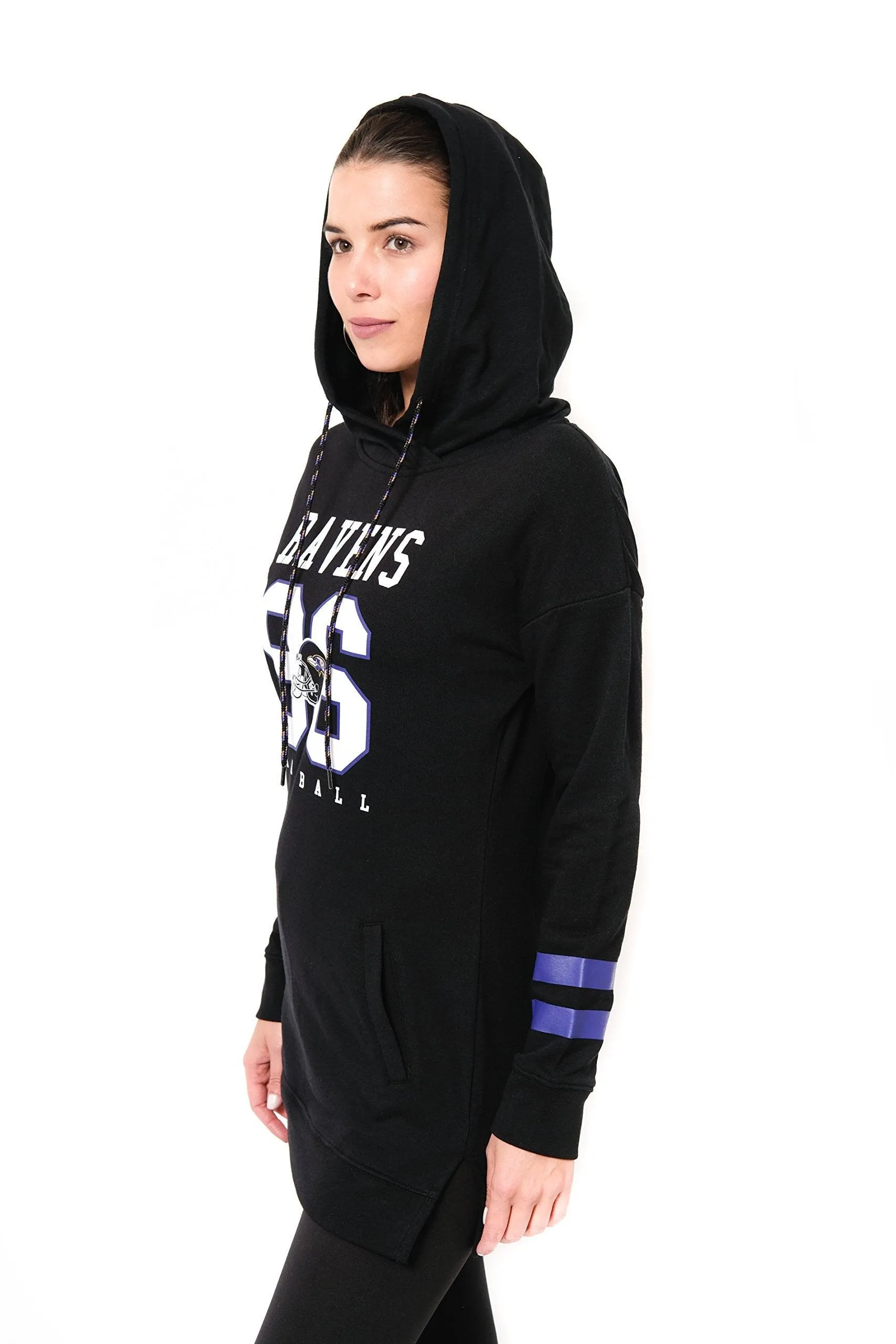 Ultra Game NFL Baltimore Ravens Womens Soft French Terry Tunic Hoodie Pullover Sweatshirt|Baltimore Ravens