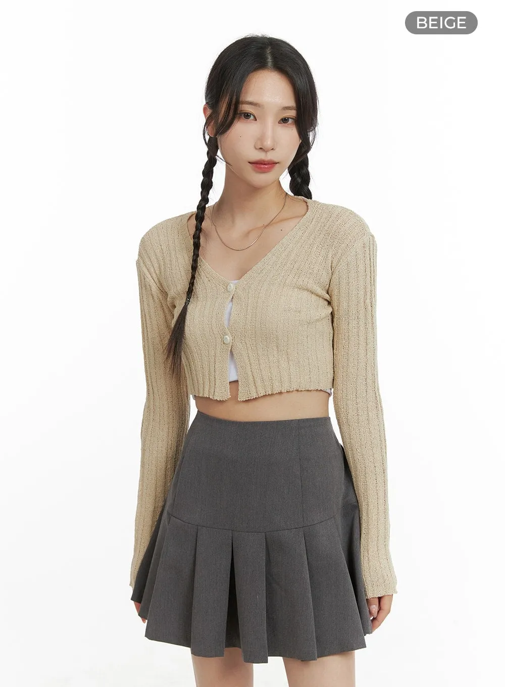 V-Neck Cropped Cardigan CM427