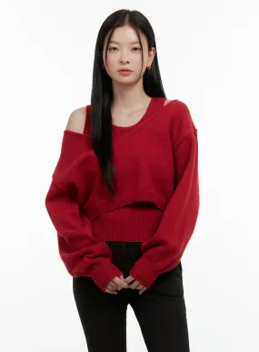 V-Neck Cropped Sweater ON408