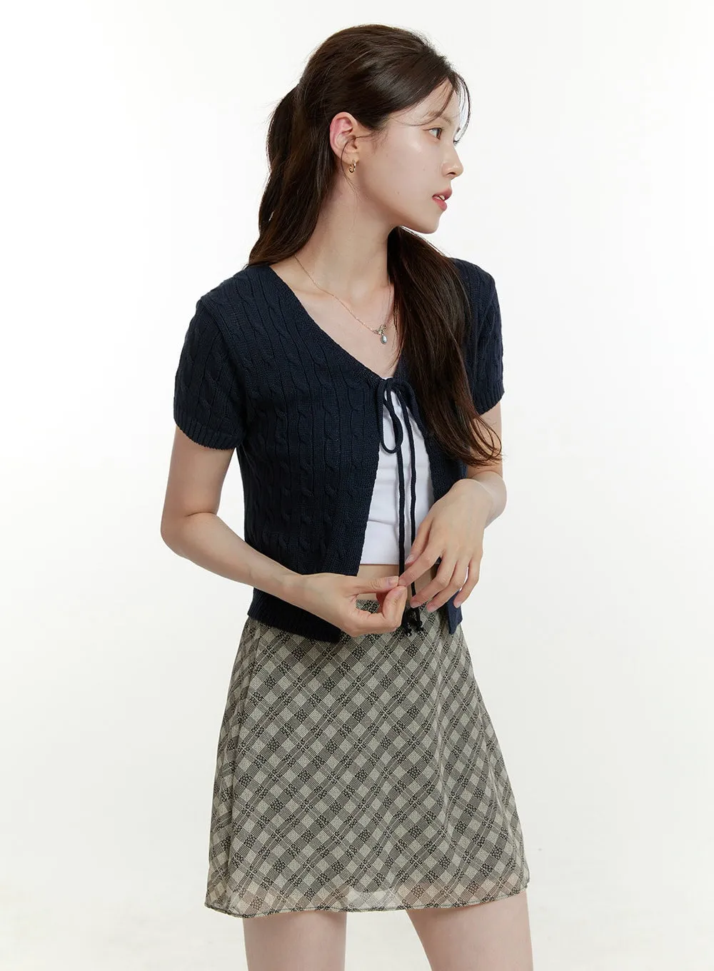 V-Neck Short Sleeve Cardigan OU427