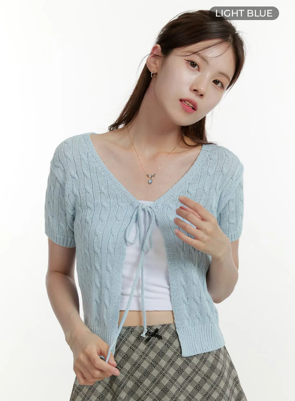 V-Neck Short Sleeve Cardigan OU427