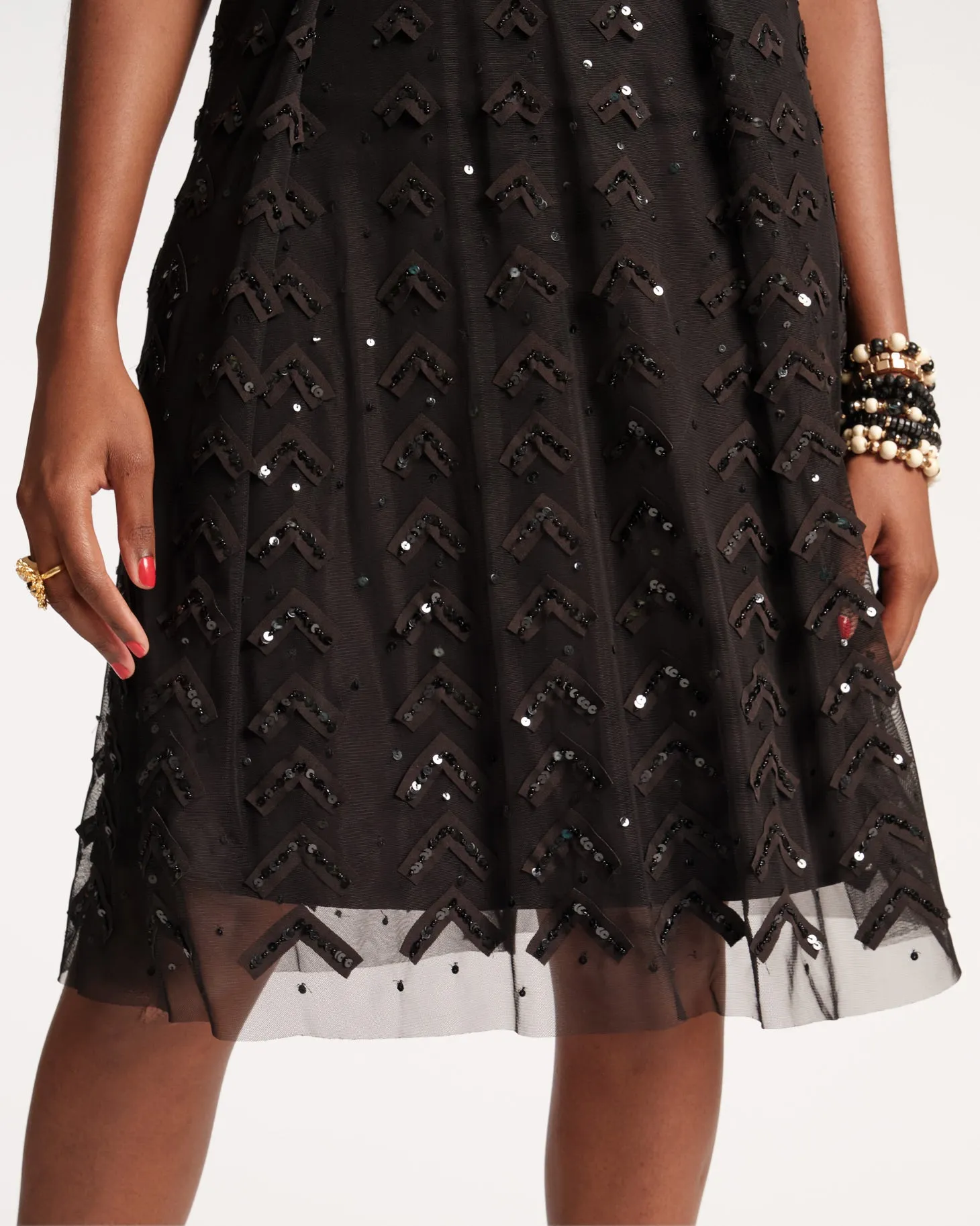 Valentina Sequin Ball Skirt Black