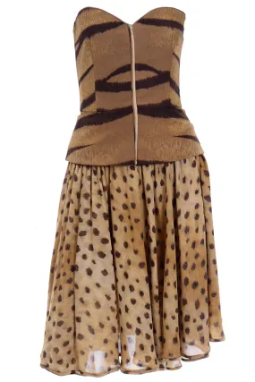 Valentino Boutique Vintage Animal Print Bustier With Chiffon Skirt