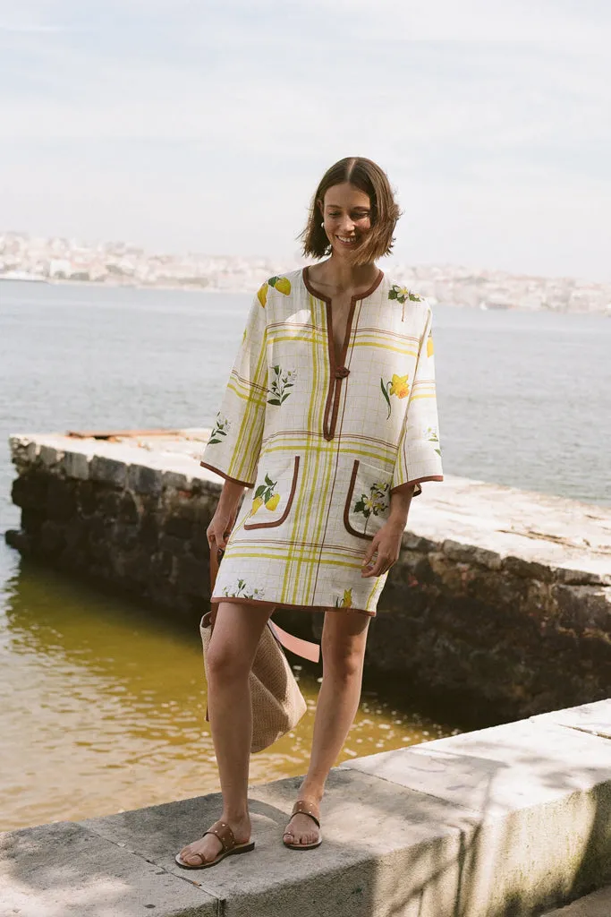 Vibrant Yellow Summer Picnic Tunic Dress