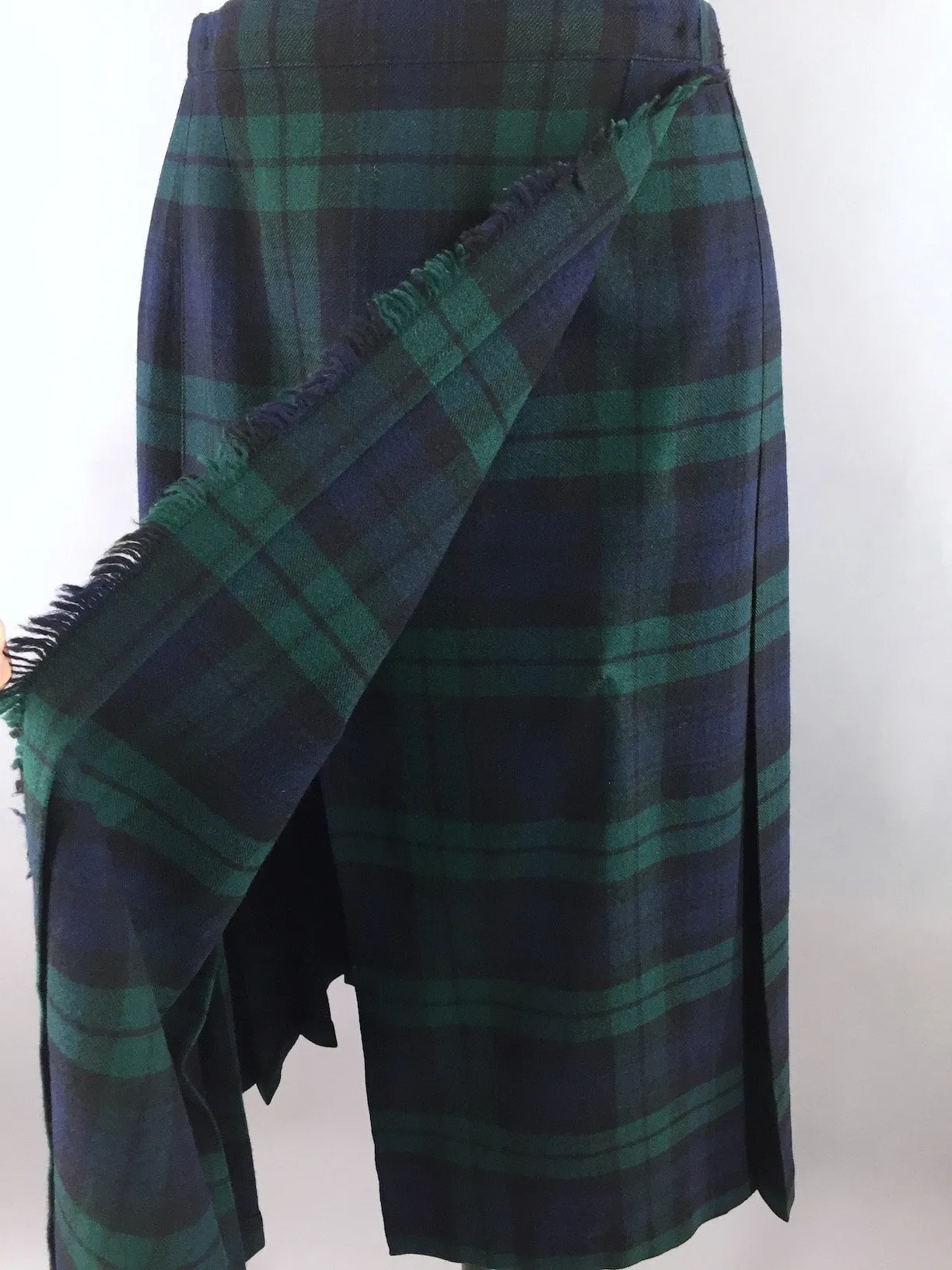 Vintage 1950s Wool Kilt / Black Watch Campbell Tartan