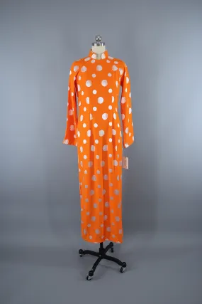 Vintage 1970s Ao Dai Vietnamese Dress / Orange