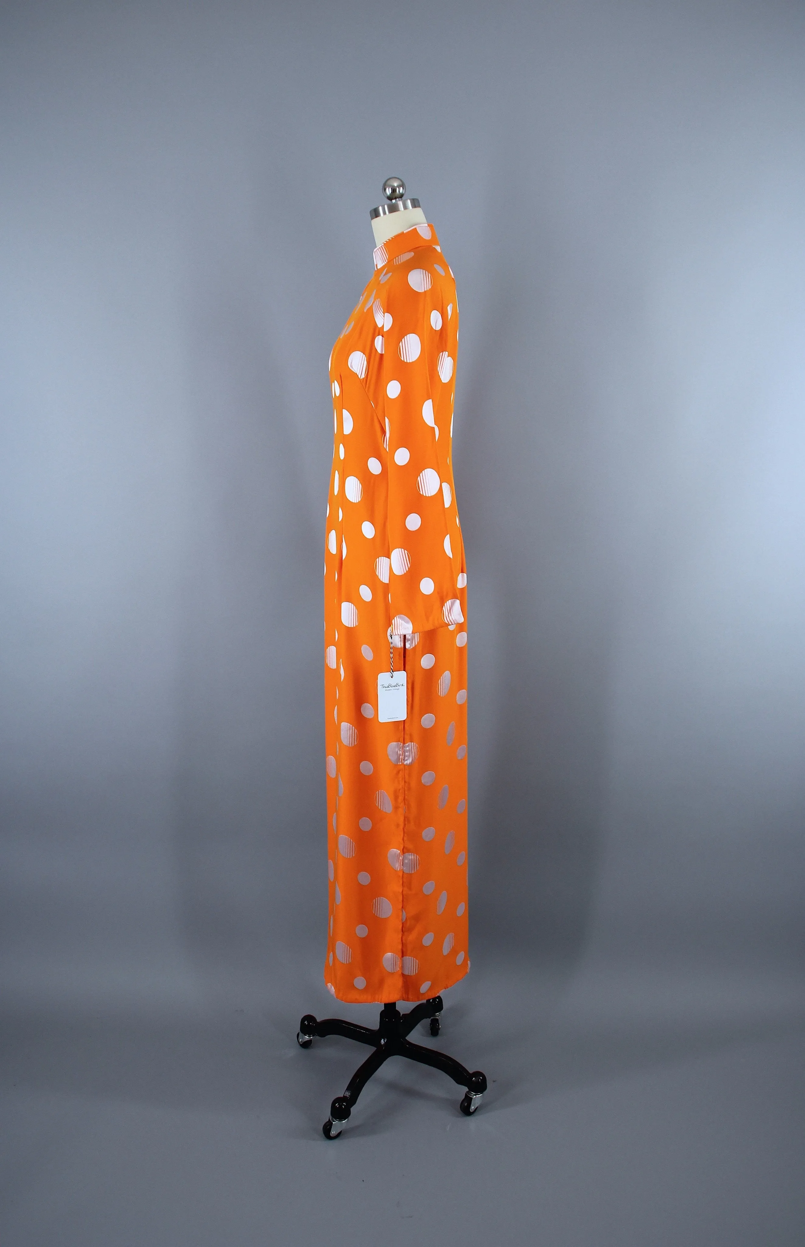 Vintage 1970s Ao Dai Vietnamese Dress / Orange