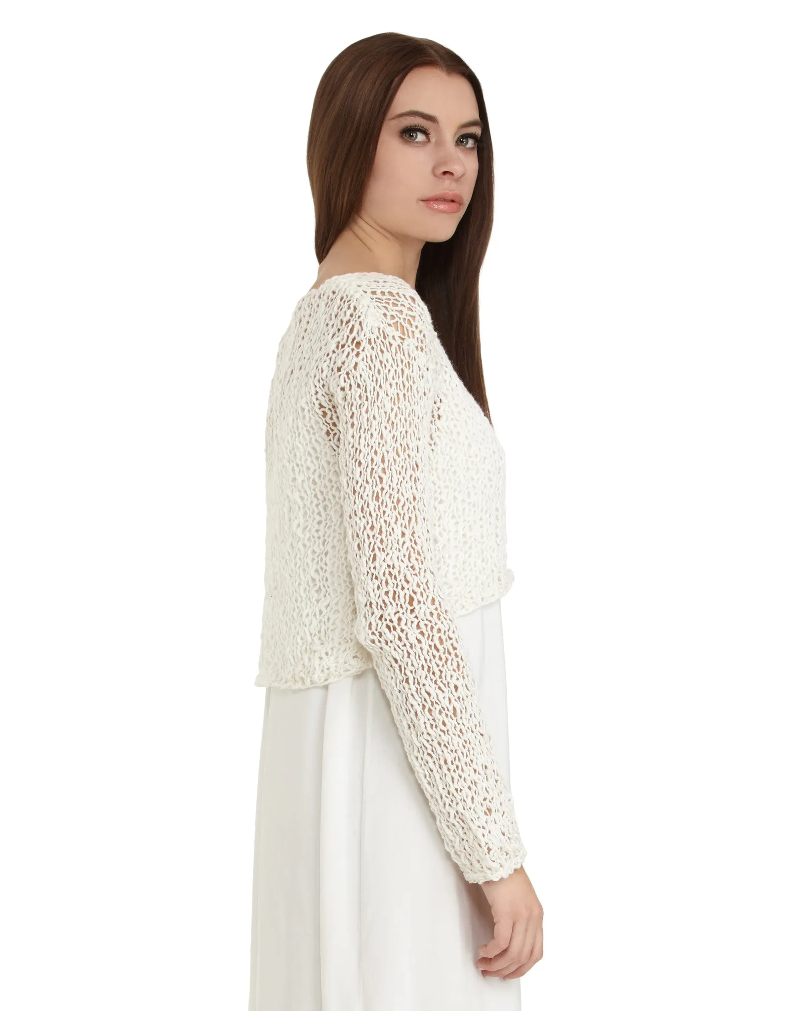 VOZ Loose Knit Cropped Sweater | Ivory