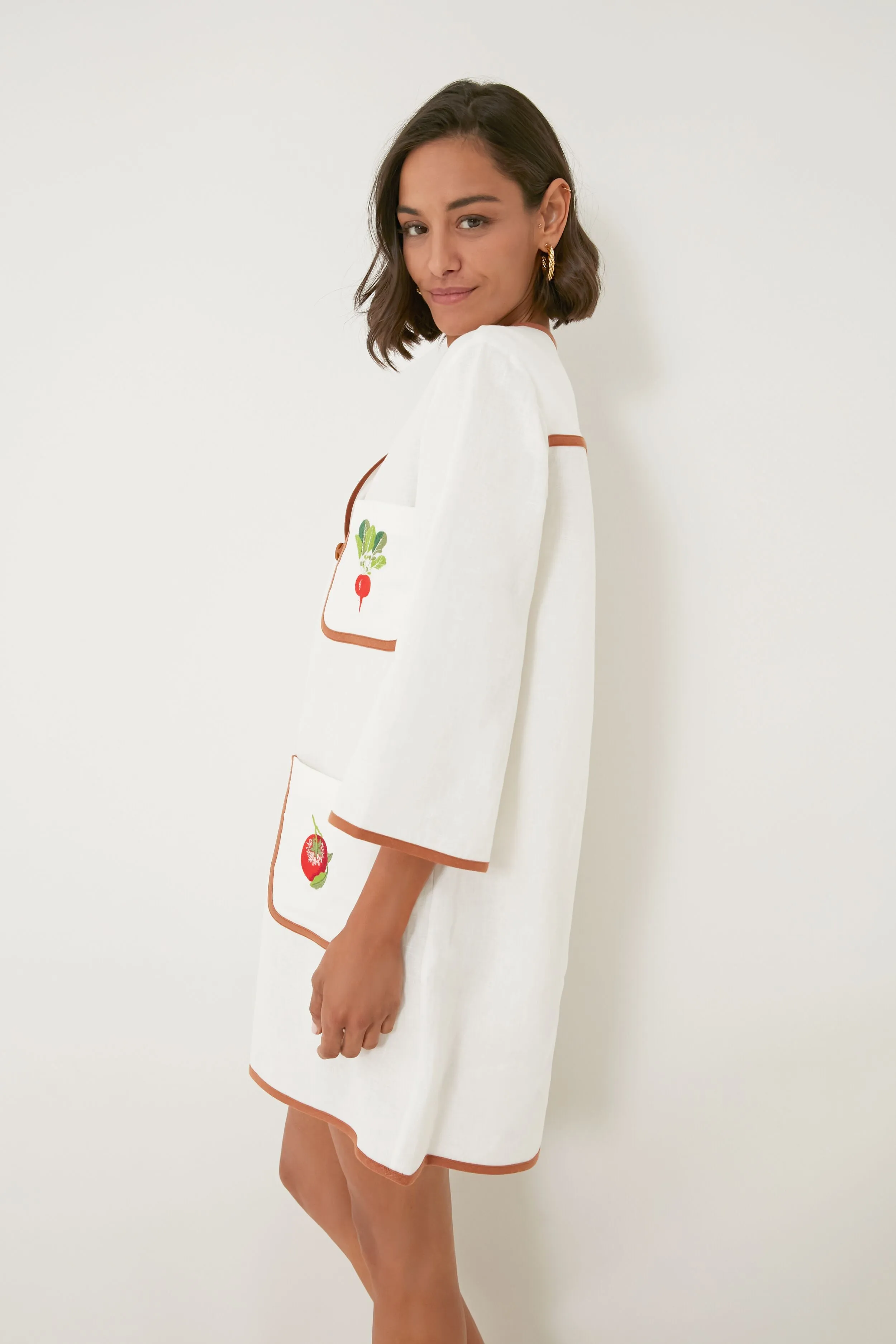 White Embroidered Vegetable Tunic Dress