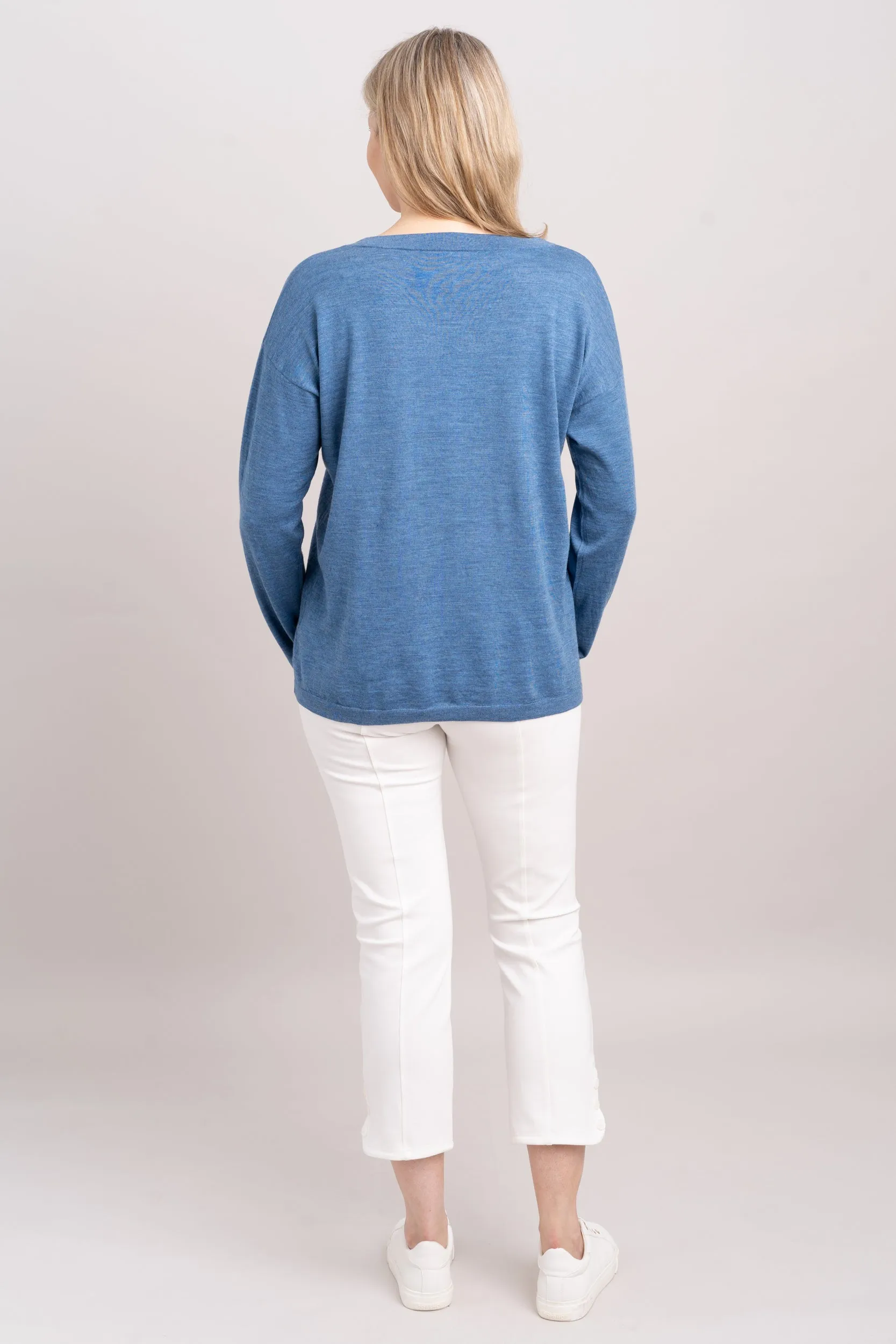 Wishes Sweater, Lake Blue, 100% Merino Wool