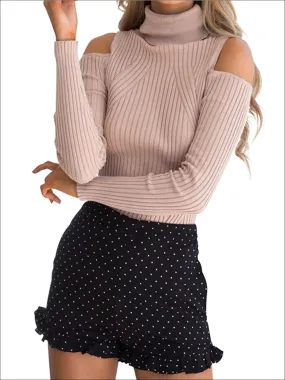 Women's Fall Cozy Knitted Cold Shoulder Sweater