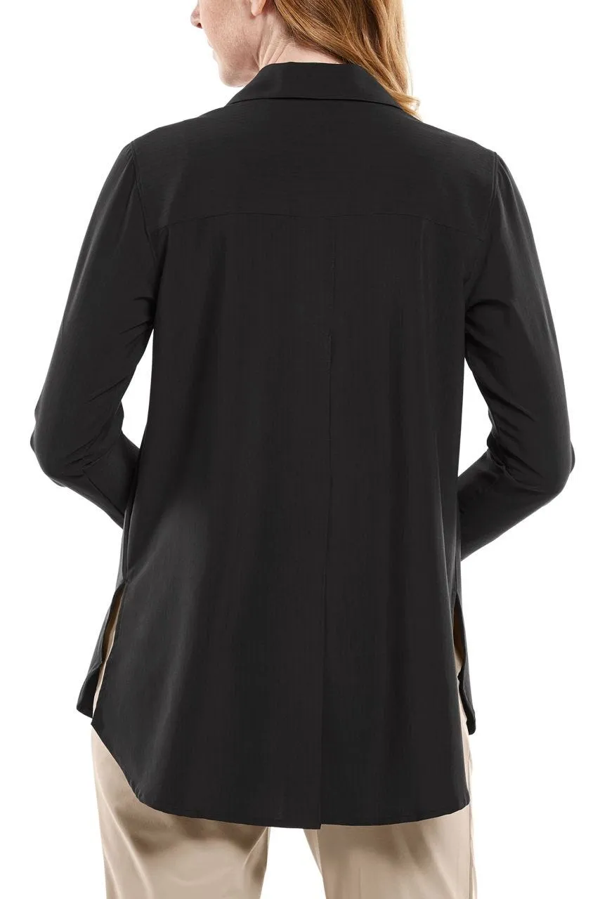 Women's Palmaria Travel Tunic Top  |  Black Shadow Stripe